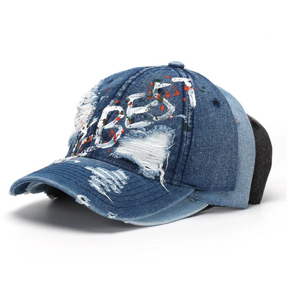 New European and American style letter embroidered baseball caps, personalized distressed and patched baseball caps, sun hats
