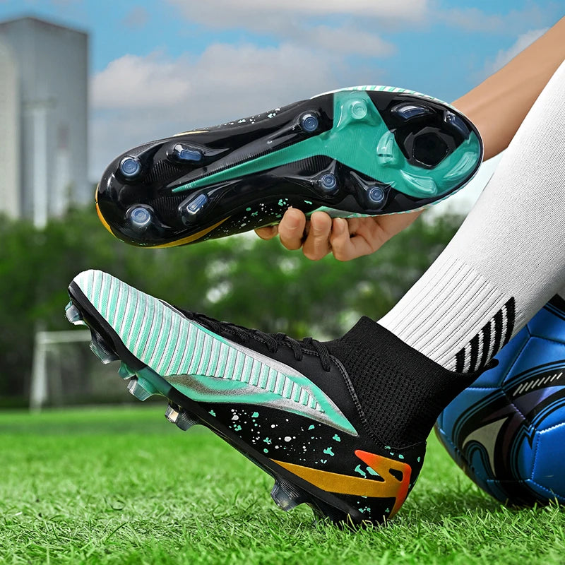 Nouvelles chaussures de football pour hommes, chaussures de sport, chaussures de futsal à cheville haute, chaussures de football de haute qualité, antidérapantes pour intérieur et extérieur, ultralégères, antidérapant