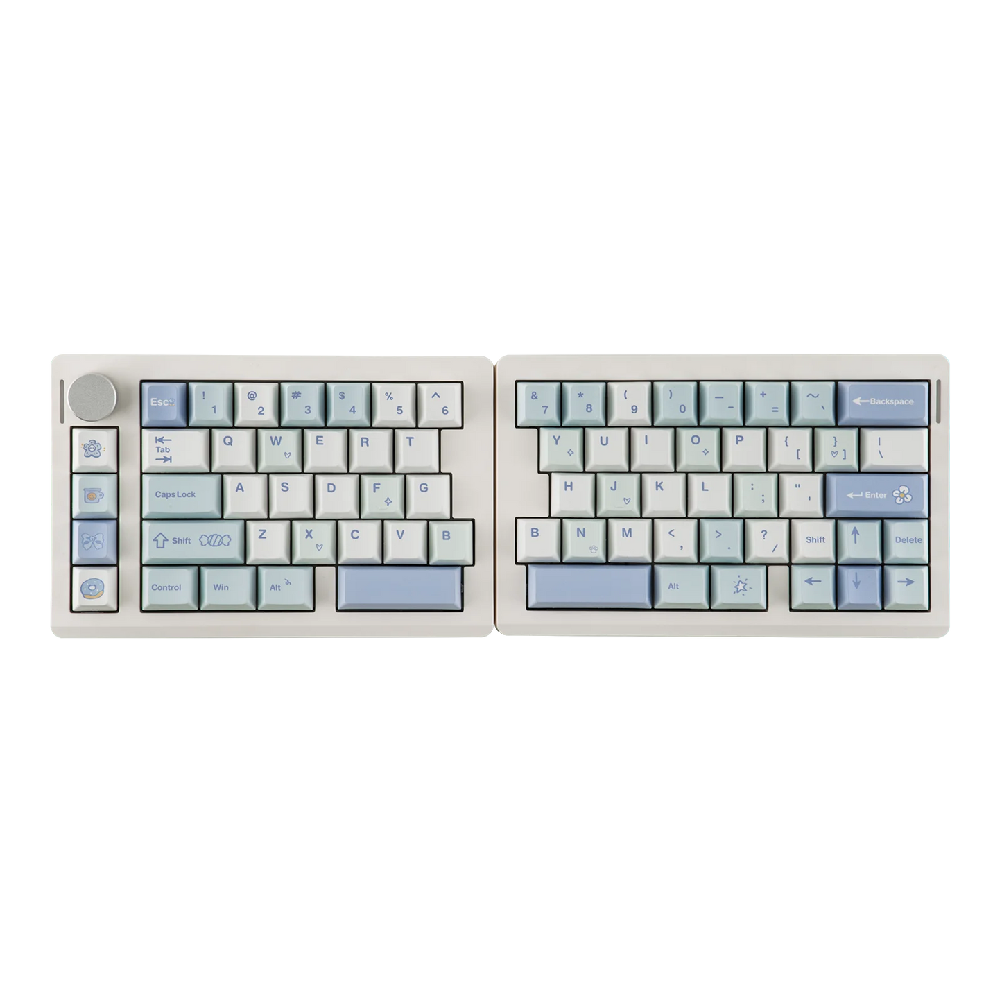 Tastiera meccanica EPOMAKER Split70 QMK/VIA 70% con layout split, connessione cablata/BT/2.4Ghz wireless, manopola programmabile e modificatori Mac