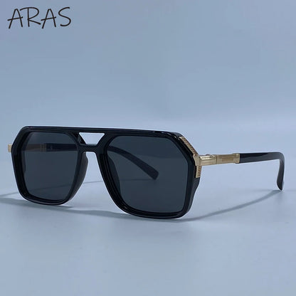 Vintage Steampunk Polarized Sunglasses Women Double Bridge Black 2026 Luxury Designer Driving Shades For Lady Fashion Eyewear