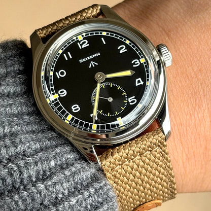 Classic Retro Arrow Pilot Watch Male Mens WWII 12 Mechanical Satch Manual Hand Wind Luminous Stain Steel Merkur 38mm Case