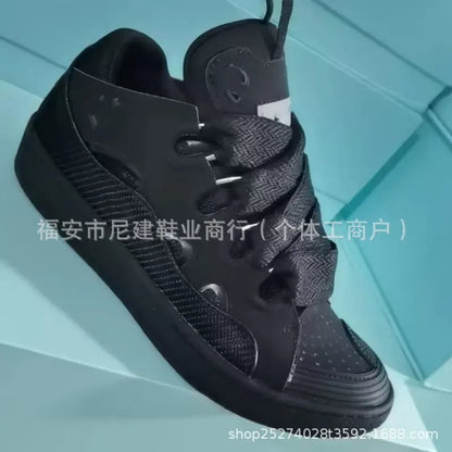 Zapatillas tipo skate de tacón alto cómodas, con suela gruesa, estilo casual deportivo dad shoes, estilo bolso, vietnamita y camboyano, nuevo diseño con nudo, sin cordones