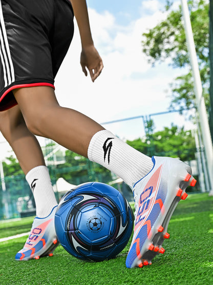 Chaussures de football pour hommes, modèle AG FG, semelle absorbant les chocs, tige en polyuréthane confortable, crampons pour les compétitions et l’entraînement quotidien.