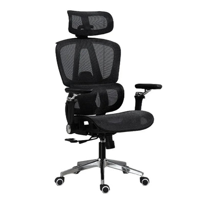 Chaise de bureau ergonomique pour ordinateur, fauteuil inclinable pour le bureau à domicile et le gaming, avec support lombaire réglable, appui-tête et accoudoirs en maille