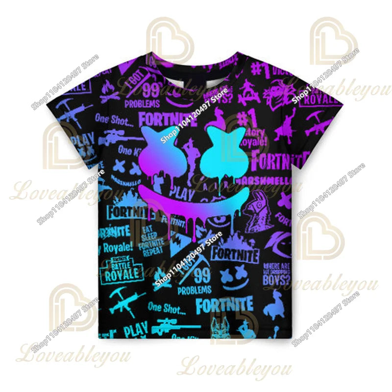 Camiseta Fortnite para niños Banana Peely, camiseta para hombre y mujer, camiseta Battle Royale Game, tops de verano Harajuku