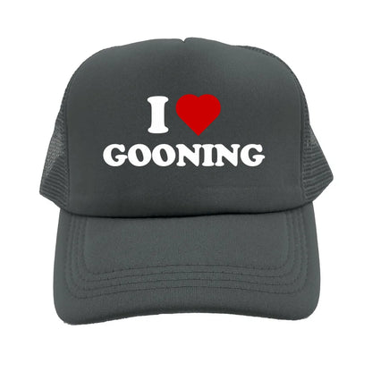 Juokingos „I Love Gooning“ beisbolo kepurės. Šaunios vasarinės vyriškos tinklinės kepurės. Humoro kupinos „Trucker“ stiliaus kepurės. Unisex lauko tinklinės kepurės MZ-080