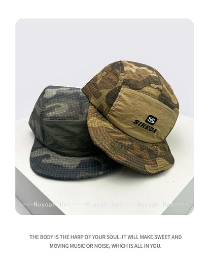 New Unisex CAMO Quick Drying Letter Embroidery Baseball Hats Sunshade Color Block Breathable Personal Peaked Caps Versatile ins