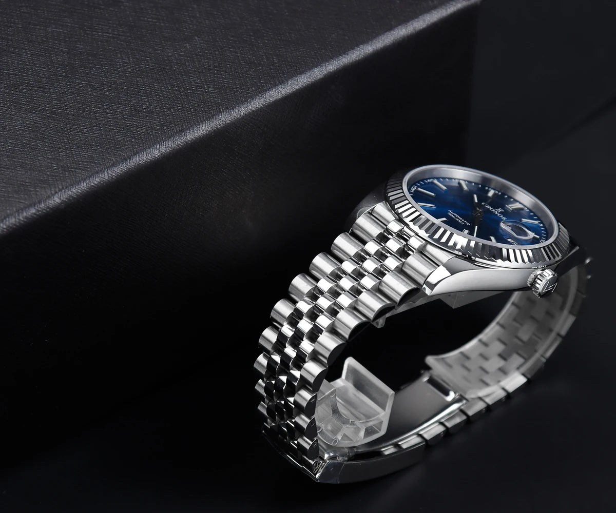 Cronos DateJ Luxury Men Watch Stainless Steel 5 Links Bracelet PT5000 Miyot 9015 100m Water Resistant Sapphire L6046M
