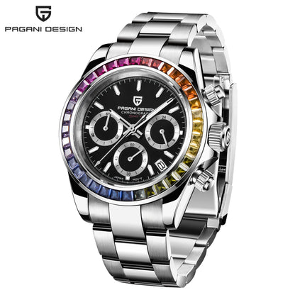 PAGANI DESIGN Men Exquisite Quartz Watch Luxury Choice VK63 Sapphire Mirror Stainless Steel Calendar Small Three-Pin Chronograph