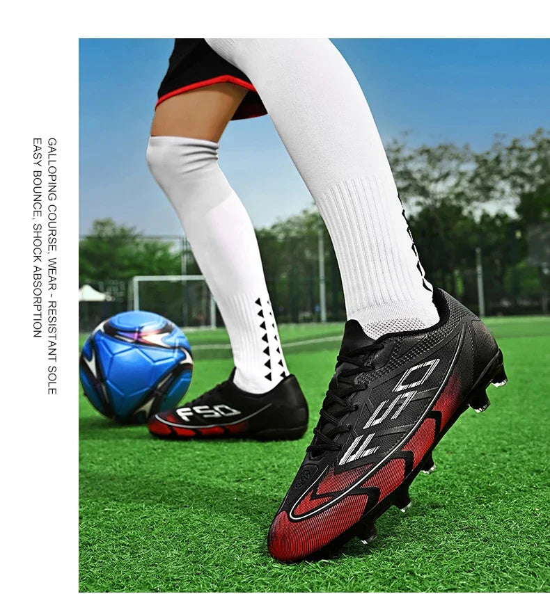 Nouvelles chaussures de football pour hommes, chaussures de sport ultralégères, chaussures de football pour matchs en plein air, futsal, haute cheville, respirantes, antidérapantes, de haute qualité