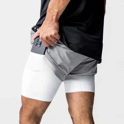 Dragon Ball Men's Double-layer Shorts Son Goku Summer Japanese Anime Fake Two-piece Sports Fitness Quick-drying Shorts, produit gaming premium Fraquane