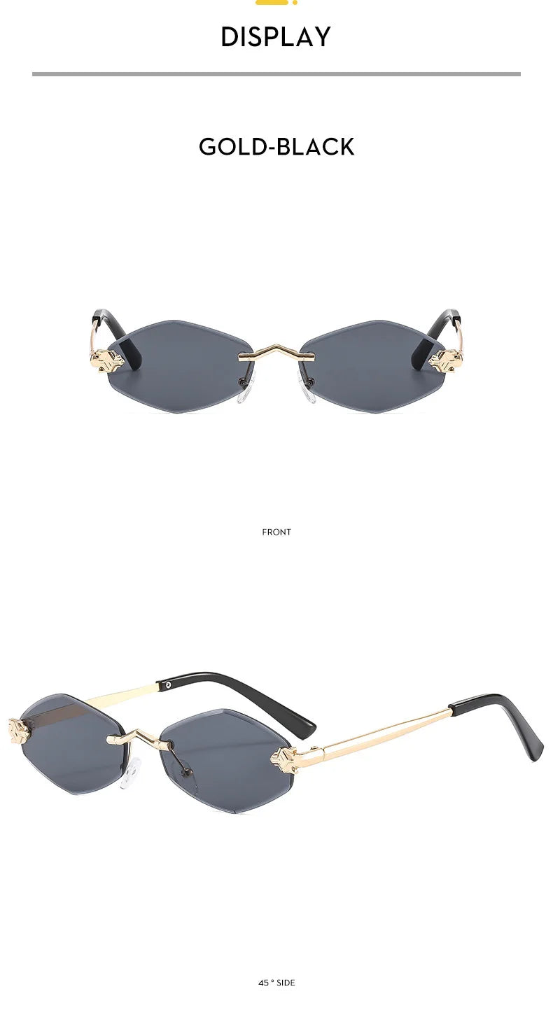 Frameless Rhombus Personalized Women's Sunglasses,Elegant And Versatile Classic Sunglasses Luxury And High-End Sunglasses UV400.