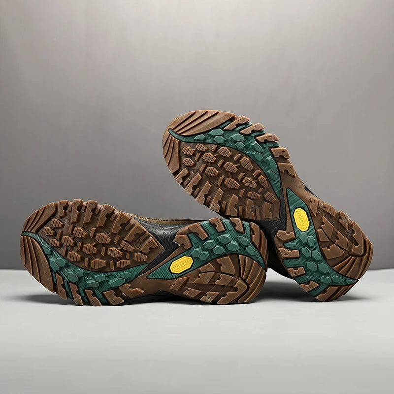 Botas de caminhada de cano alto HIKEUP para homem, calçado de inverno para exterior, com atacadores, antiderrapantes, desportivas casuais para trekking, impermeáveis, em camurça