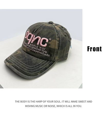 New Unisex American Style CAMO Letter Embroidery Baseball Hats Breathable Hip Hop Sunshade Peaked Caps Versatile Fashion Niche