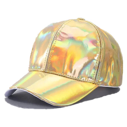 New Unisex PU Leather Laser Style Baseball Cap Street Hip Hop Hat Men Women Dazzling Colors Y2K Cap