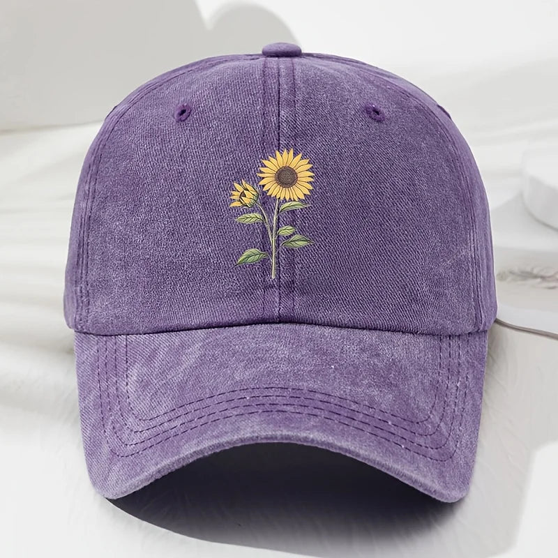 Retro Sunflower Pattern Baseball Hat Dad Hat, Suitable for Outdoor Sports, Fishing and Camping, Hiking Hat