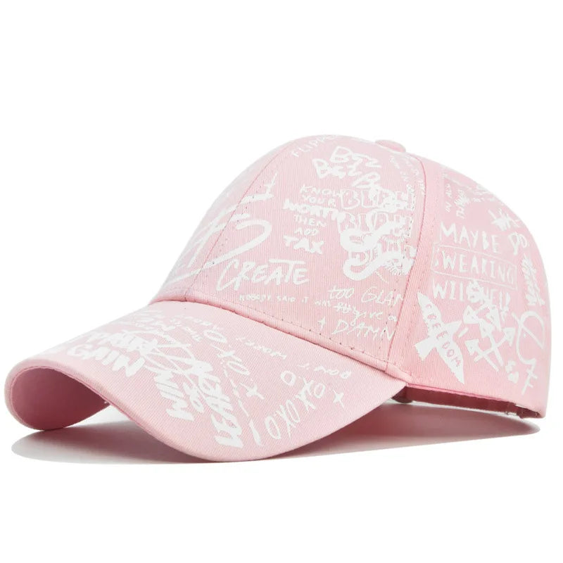 Trendy Unisex Graffiti Print Baseball Cap - Colorful Painted Visor Fashion Hat