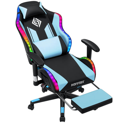 250Lbs LED Gaming Chair for Kids 8-15 Years, Adjustable Ergonomic Gamer Chair with RGB Lighting, Footrest & Lumbar Support