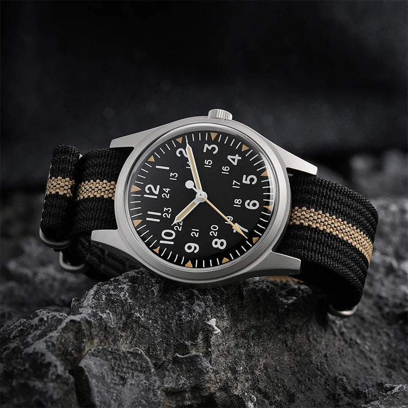 Militado ML07 Military Watch VH31 Quartz Movement Sapphire Crystal Luminous AR Coating Vintage Watches 100m Waterproof