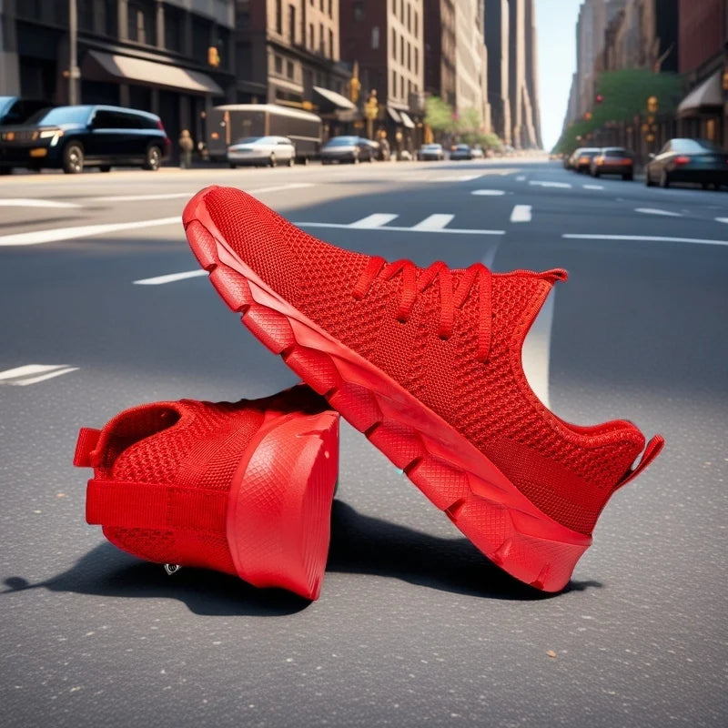 Heren sneakers van mesh, lichtgewicht damesschoenen, casual platte schoenen, heren hardloop- en sportschoenen, zachte tennisschoenen, ademende herensneakers