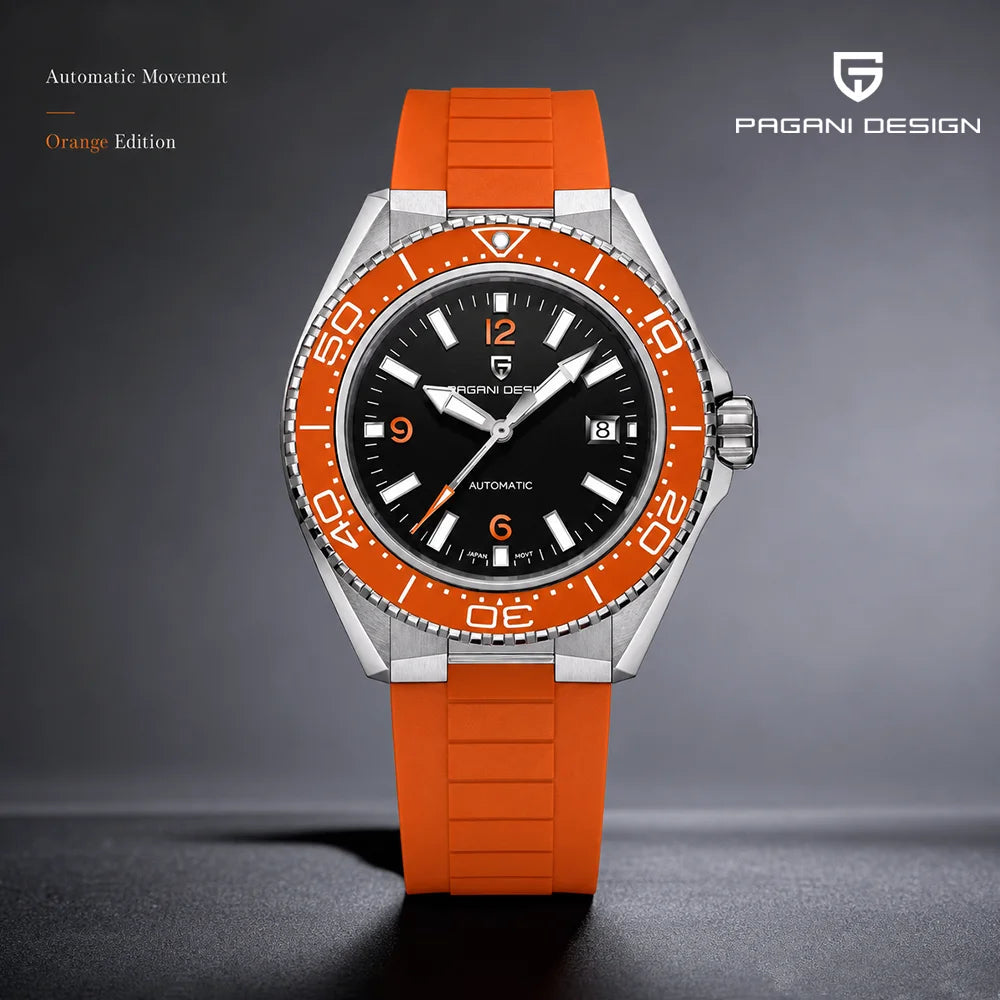 Pagani Design New Men's Mechanical Watch Luxury Sapphire Stainless Steel 100m Waterproof Ceramic bezel Automatic Watch