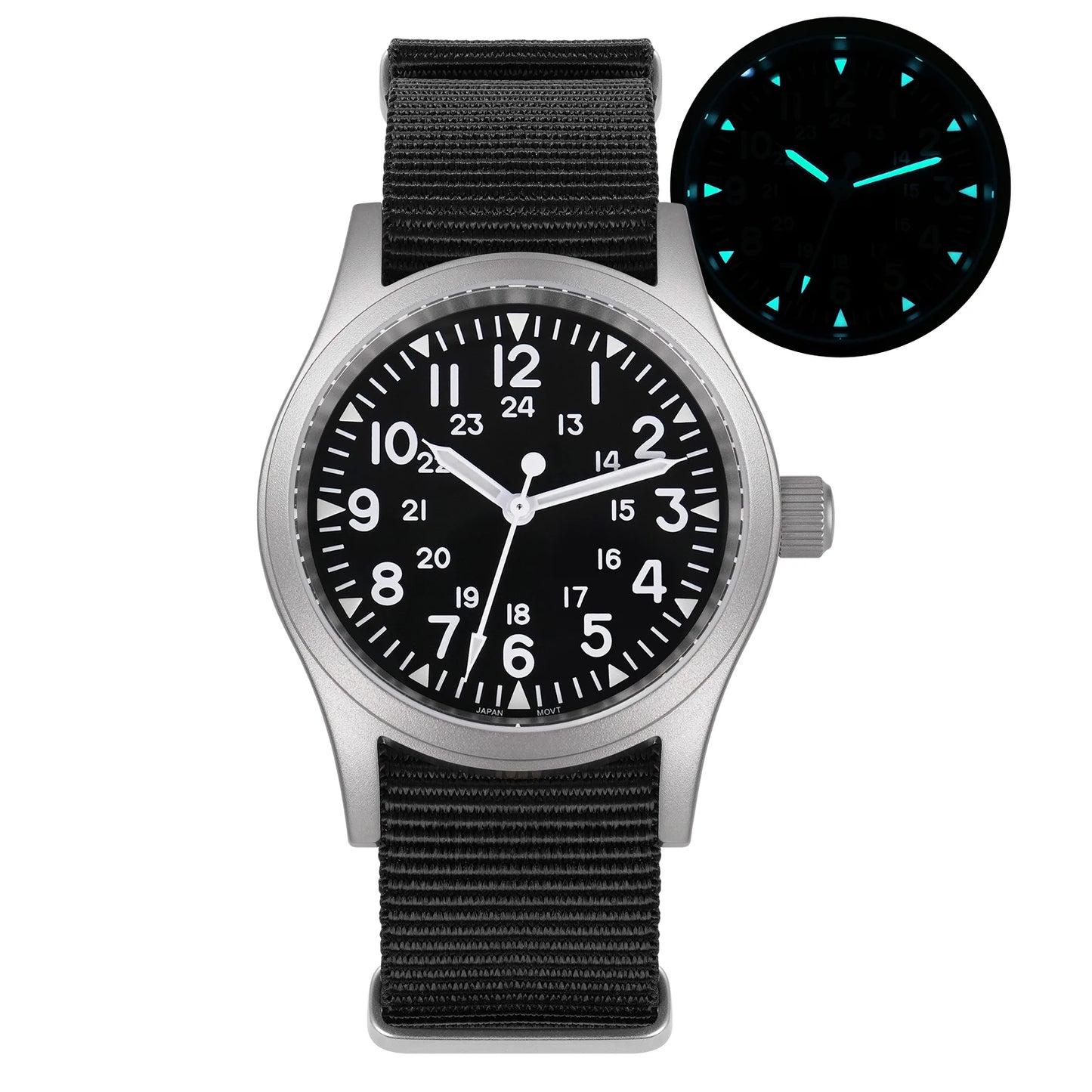 Militado ML05 Vintage Watch VH31 Sweep Second Movement Domed Sapphire Crystal With High Clear AR Coating Luminous 38mm Watches
