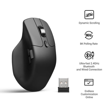 Keychron M6 Wireless Mouse All Silent Micro Switch PixArt 3950 Sensor 8K Polling Rate Dual Scrolling Modes