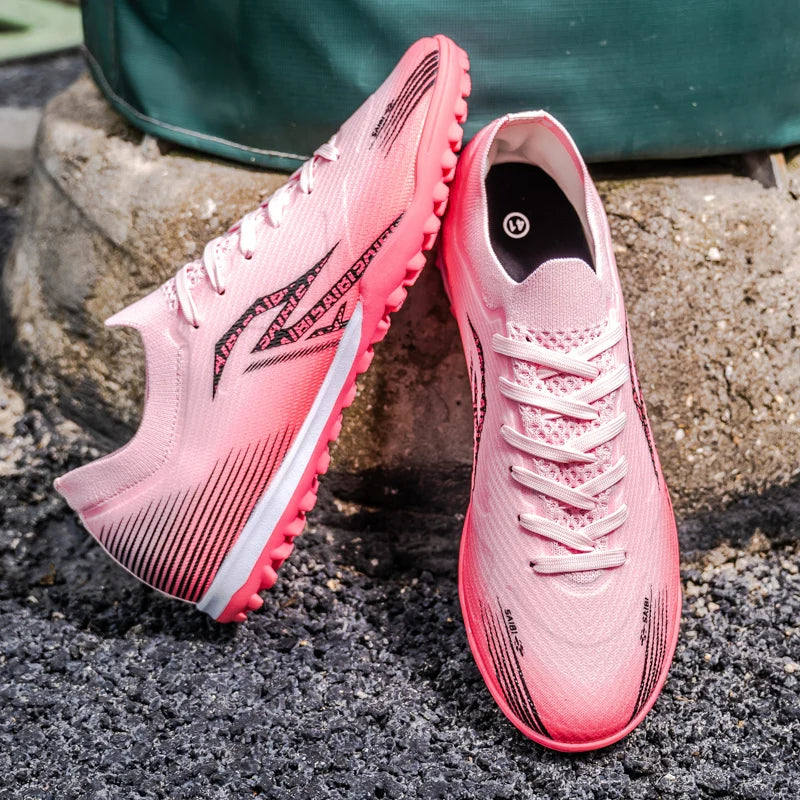 Chaussures de football pour hommes adultes, modèle TF, à tiges hautes, avec empeigne souple en PU, semelles antidérapantes et crampons, idéales pour les matchs et l'entraînement sur gazon synthétique.