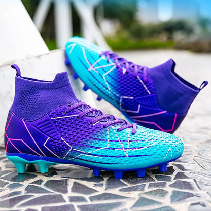 Nouvelles chaussures de Football professionnelles haut en cuir d'herbe artificielle jeunes étudiants chaussures de Football d'entraînement pour hommes et femmes sport
