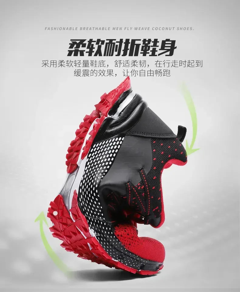 2025 Thick Soled Sports Shoes Youth Mesh Breathable Running Shoes Trend Spring Summer Korean Large Black and White Shoes walk