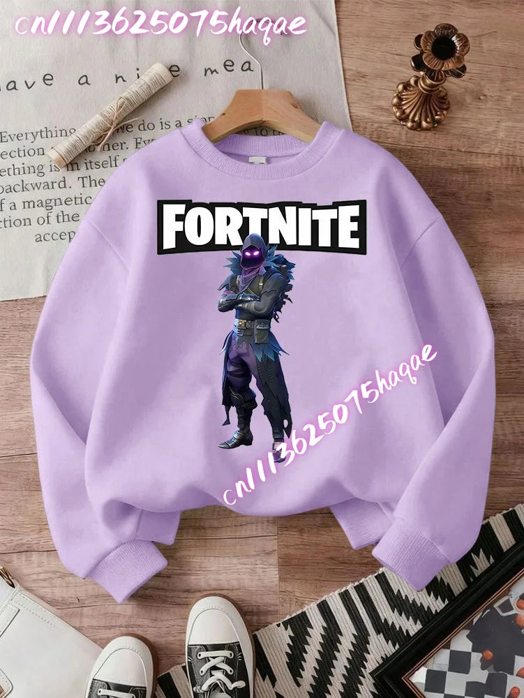 Sweatshirt pullover FORTNITED de manga comprida para criança, estilo streetwear para menina, menino e bebé, top de moda anime infantil, presente
