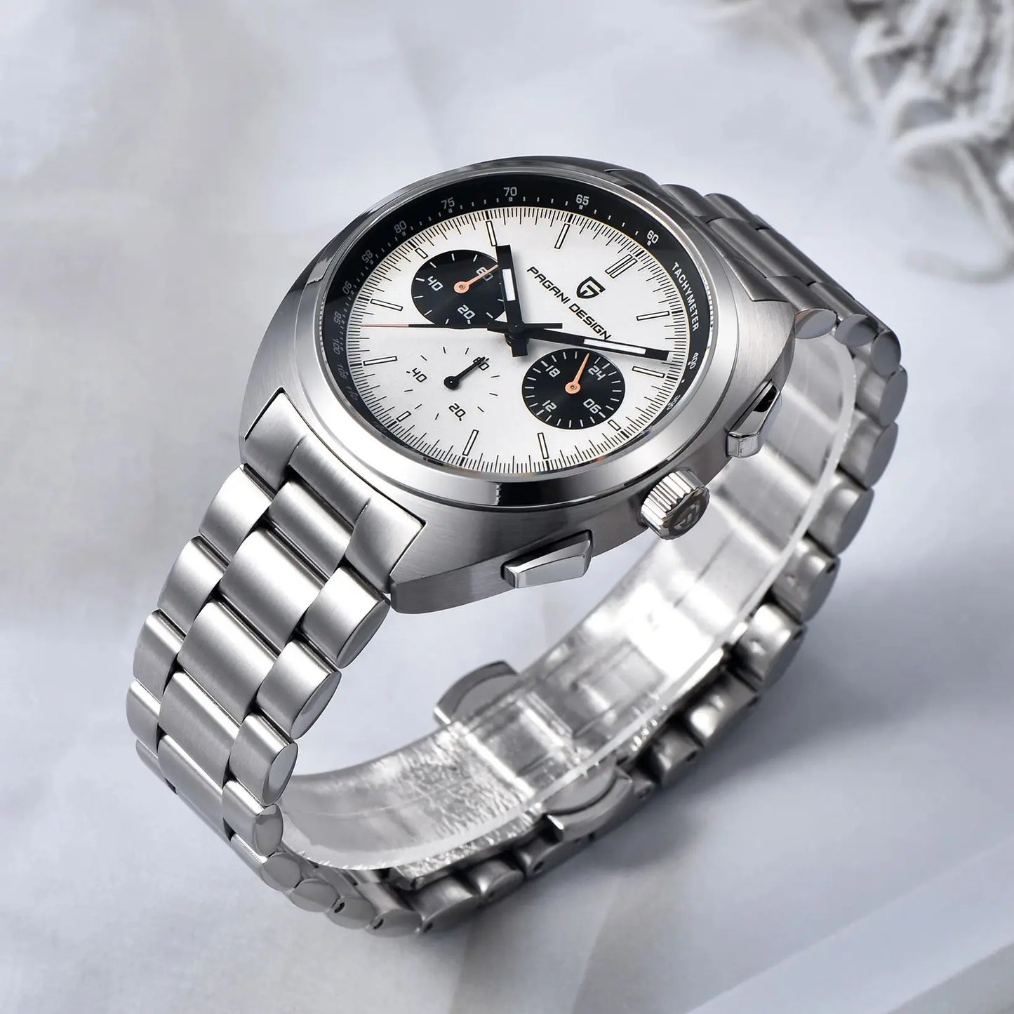 PAGANI DESIGN 2025 New Panda Dial Men Watches Luxury Quartz Watch For Men Japan VK63 Sport Chronograph Sapphire glass Wristwatch