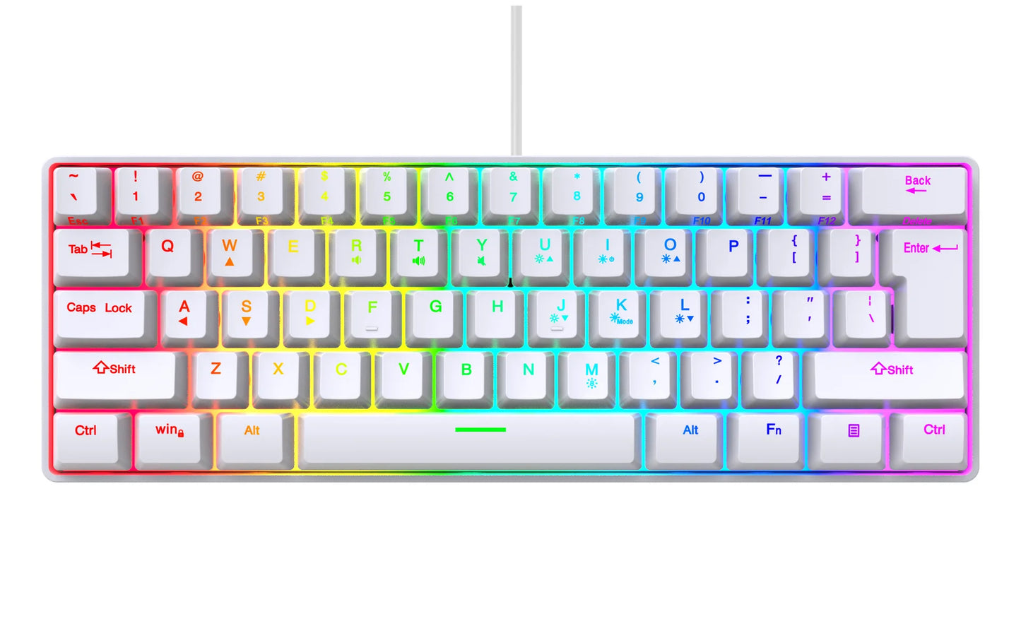 Teclado Gaming, Teclado Ultra-Compacto de 61 Teclas Russo/Inglês com Retroiluminação RGB, Teclado de Escritório Gaming Impermeável com Sensação Mecânica