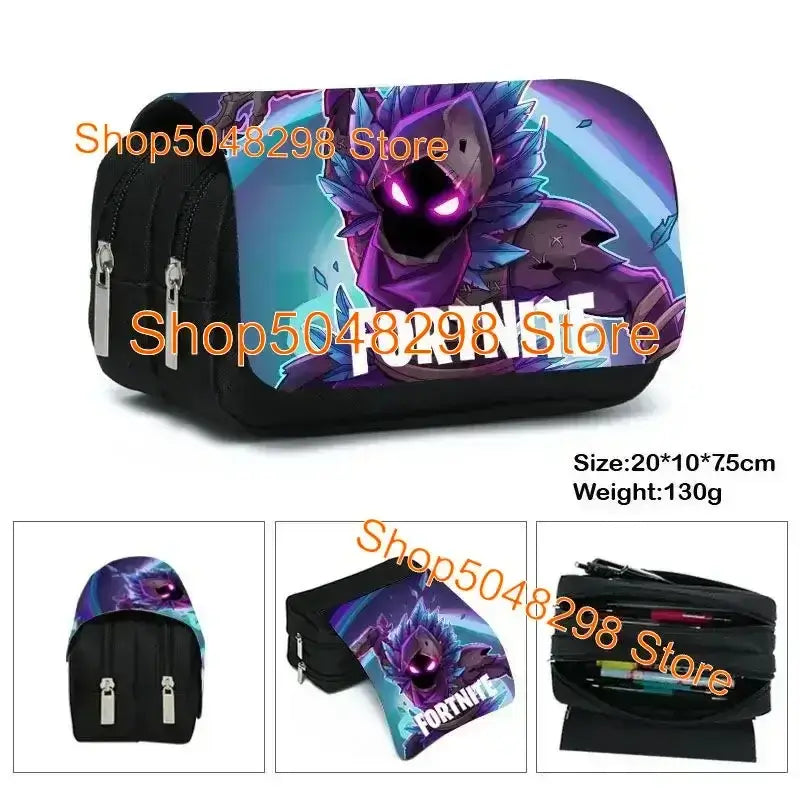 Pencil Case Big Canvas Kawaii Pencil Bags Pen Case for Boys Girls Fortnite Print School Supplies Stationery Teens Birthday Gift