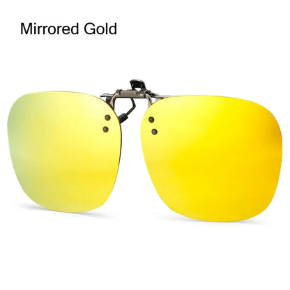 Metal Clip Clip-On Polarized Sunglasses Convenient Rimless Flip-up Sun Glasses for Prescription Glasses UV400 Polygonal Shades