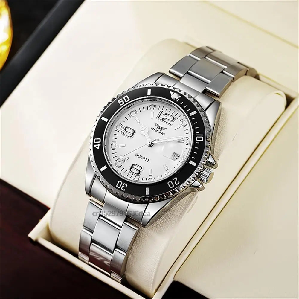 Luxury stainless steel men’s watches – Quartz watch with date display, professional and sporty style, on-trend