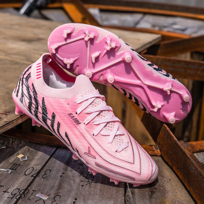 Chaussures de football AG FG pour hommes, tige en PU souple, structure de crampons renforcée, pour adultes, pour les matchs et entraînements de football en plein air sur pelouse.