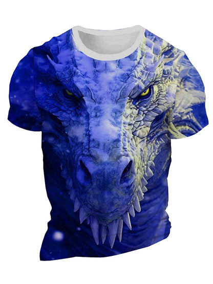Camiseta de hombre con estampado de dragón 3D, informal de verano para diario, camiseta urbana de hombre para deportes al aire libre, manga corta, moda urbana