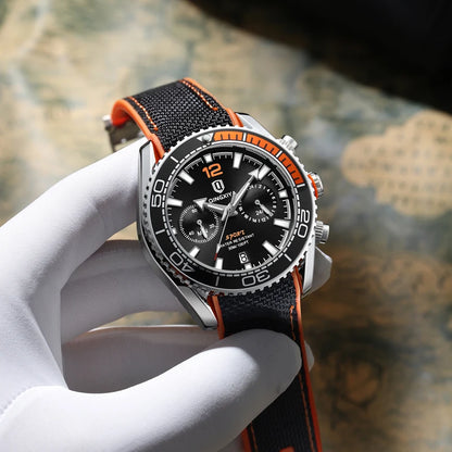 QINGXIYA Brand Luxury Multifunctional Quartz Watch Men Silicone Strap Waterproof Luminous Chronograph Watches Mens Sports Watch