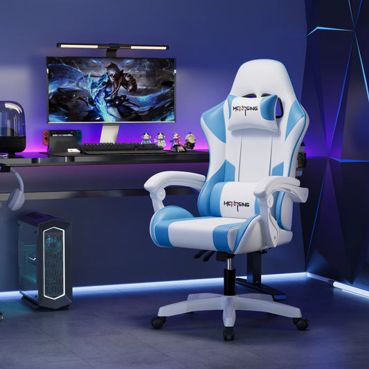Cadeira Gaming Ergonómica de Design Moderno Giratória para Escritório e Casa, Cadeira E-sport com Rodas, Estilo Rotativo, para Computador