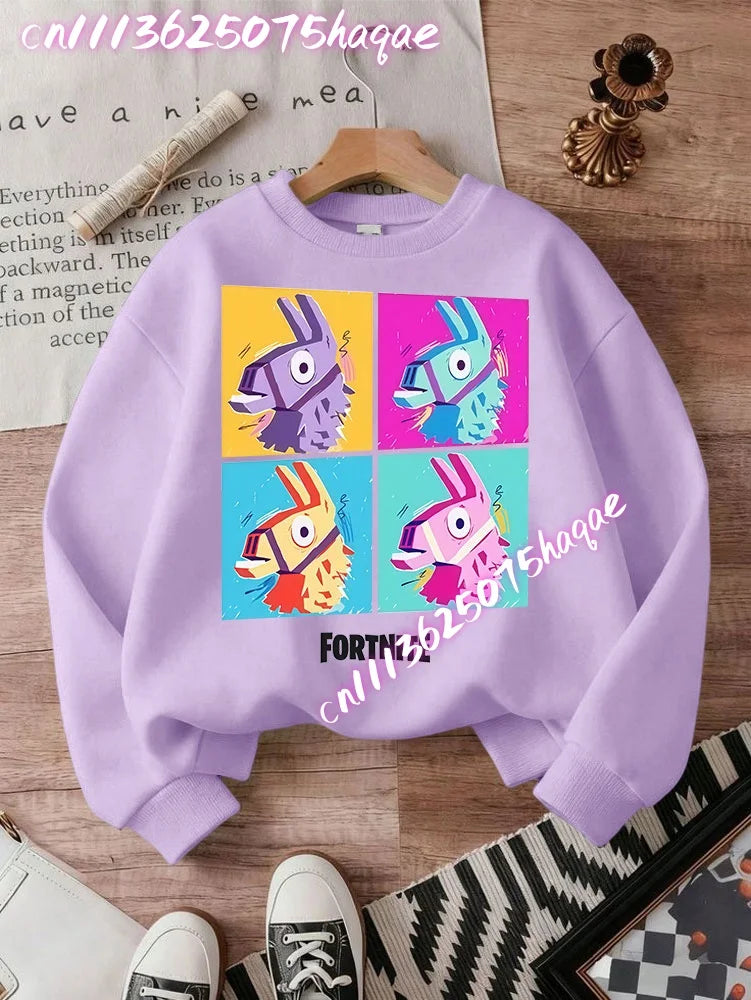 Sweatshirt pullover FORTNITED de manga comprida para criança, estilo streetwear para menina, menino e bebé, top de moda anime infantil, presente
