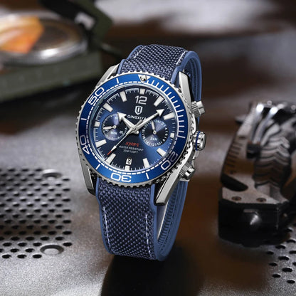QINGXIYA Brand Luxury Multifunctional Quartz Watch Men Silicone Strap Waterproof Luminous Chronograph Watches Mens Sports Watch