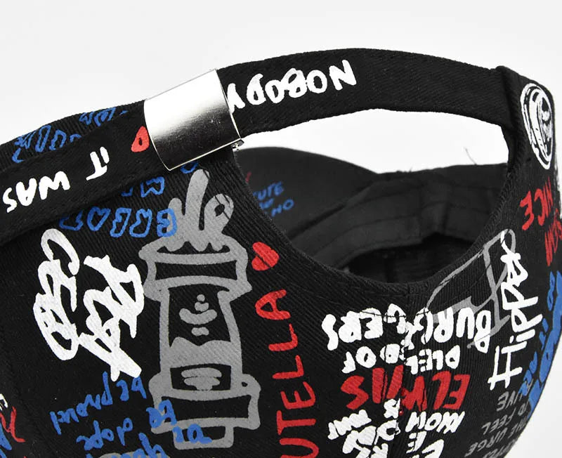 Trendy Unisex Graffiti Print Baseball Cap - Colorful Painted Visor Fashion Hat