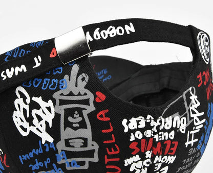 Trendy Unisex Graffiti Print Baseball Cap - Colorful Painted Visor Fashion Hat