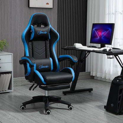 Ergonomic Gaming Chair with Footrest, Lumbar Support Cushion, Adjustable Height, 135° Reclining Computer Gaming Chair for Office & Home