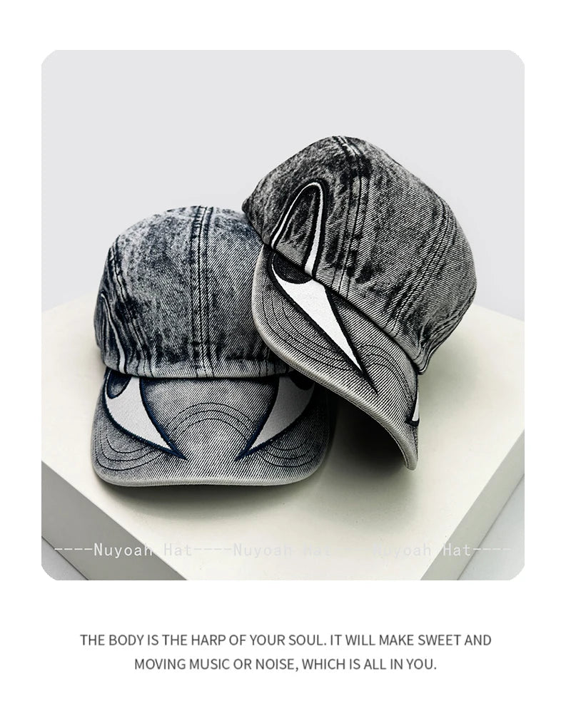 New Men Women Personal Embroidered Wing Double-edged Blade Baseball Hats Sunshade Distress Versatile Street Peaked Caps Fashion