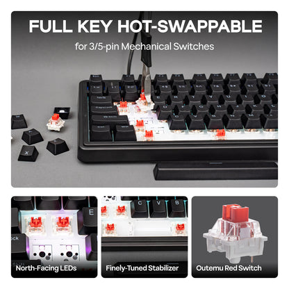 EPOMAKER x AULA F75 Teclado mecánico con cable 75% ANSI US Layout, montaje gasket, hot-swap, para Mac/WIN/Android, con perilla