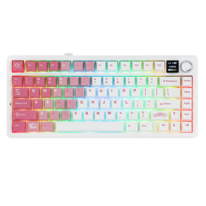 Teclado mecánico inalámbrico EPOMAKER X AULA F75 MAX compacto 75% con distribución ANSI, conexión por cable/Bluetooth/2.4GHz, pantalla TFT y perilla