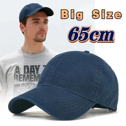 Solid Color Big Size 63cm Soft Cotton Baseball Caps Men Classic Plus Snapback Cap Ladies Golf Sun Hat 59-62cm