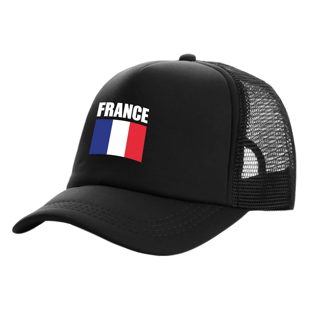 Franciaország Trucker sapkák Divatos, menő francia sapkák Baseball sapka Nyári, szabadtéri, napvédő hálós sapkák
